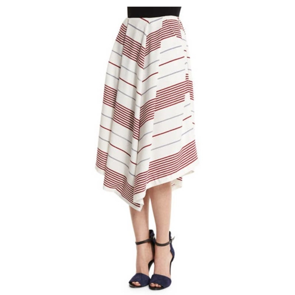 Elizabeth and James Watson Striped A-Line Skirt Pleated Midi Size 10